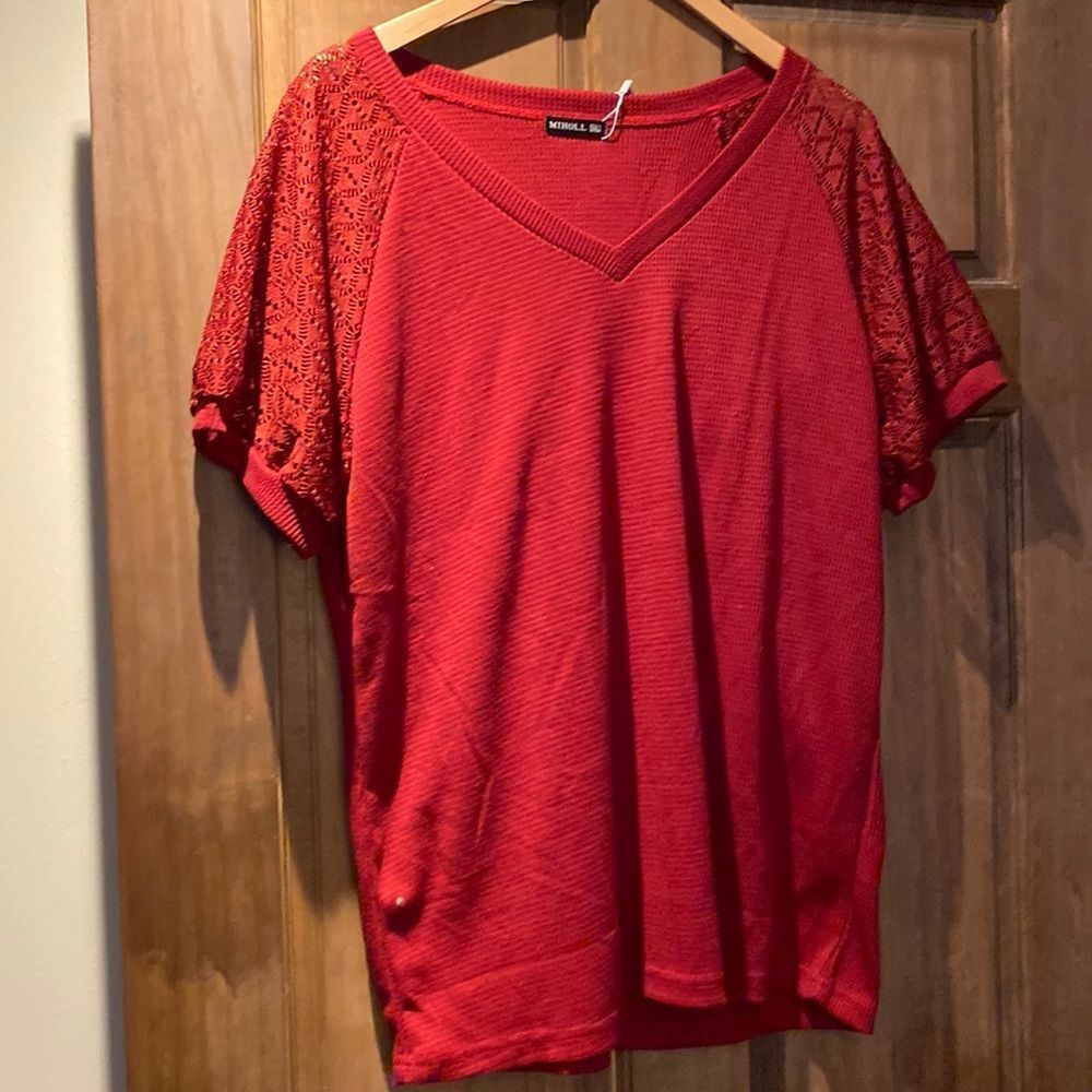 Miholl Burgundy Short Sleeve Top